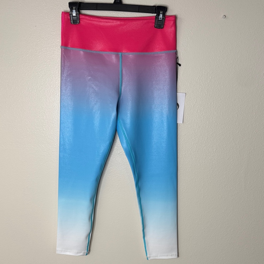Zyia active Firecracker light n tight hi-rise Pink & Blue Leggings size 8-10